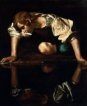 300x363 Narcissus (Caravaggio) - Narcissist Painting