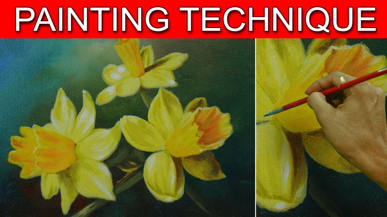 1280x720 How To Paint Daffodil Flowers In Easy Step By Step Acrylic Full - Narcissus Flower Painting