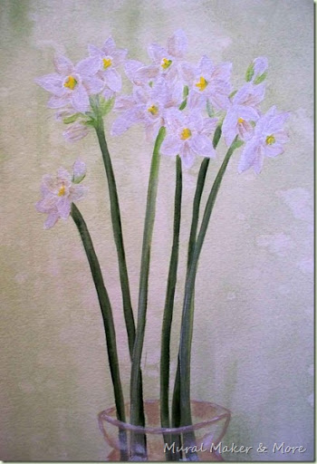 350x512 Paperwhite Narcissus Painting Instruction - Narcissus Flower Painting