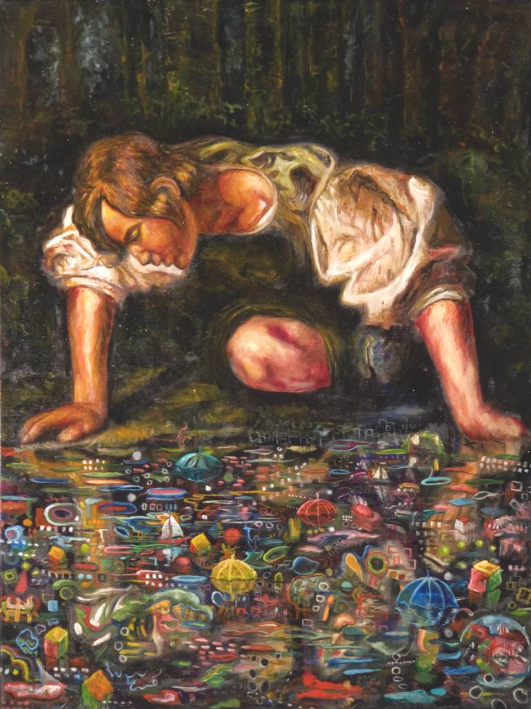 770x1027 Saatchi Art Paint Or Jouissance Of The Idiot Or Narcissus Or Self - Narcissus Painting