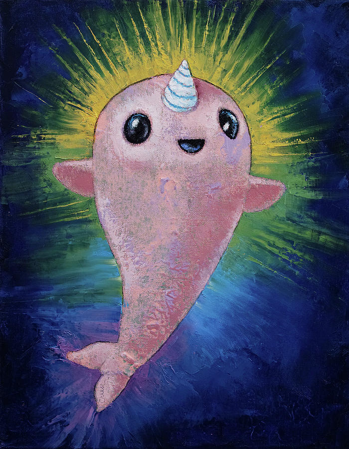 700x900 Baby Narwhal Painting By Michael Creese - Narwhal Painting