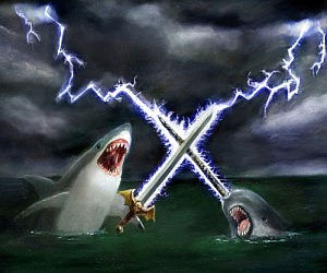 300x250 Epic Shark Vs. Narwhal Painting - Narwhal Painting