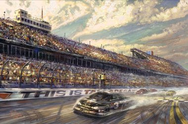 380x251 Thomas Kinkade Creates Nascar Themed Work - Nascar Painting