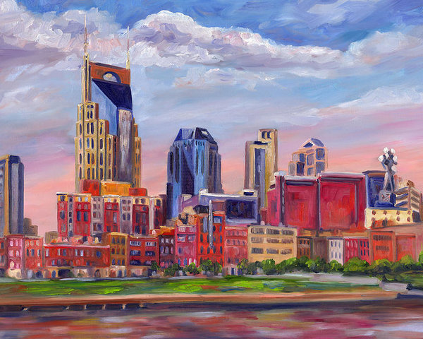 600x480 Nashville Skyline Painting Poster By Jeff Pittman - Nashville Painting