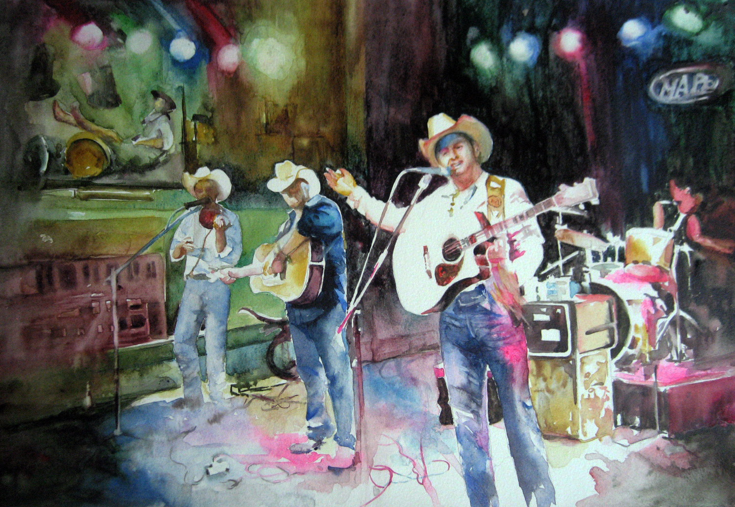 1496x1032 Watercolor Painting Of Nashville The Nashville Stage - Nashville Painting
