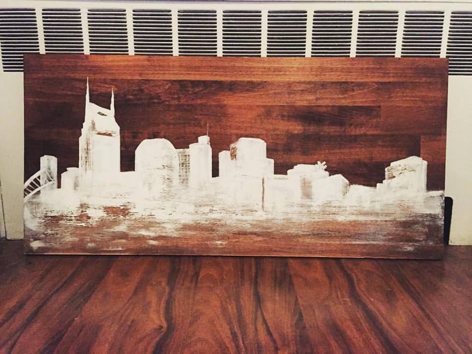 960x720 A Christmas Present Nashville Skyline Painting On Wood - Nashville Skyline Painting