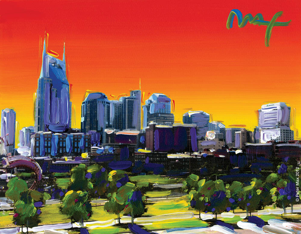1000x779 Peter Max Pop To Patriotism - Nashville Skyline Painting