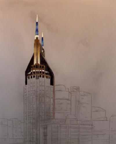 400x496 Start Of New Nashville Skyline Painting - Nashville Skyline Painting