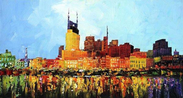 599x321 Colorful Nashville - Nashville Skyline Painting