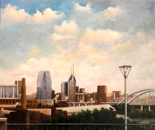 500x418 Finished Nashville Skyline Painting - Nashville Skyline Painting