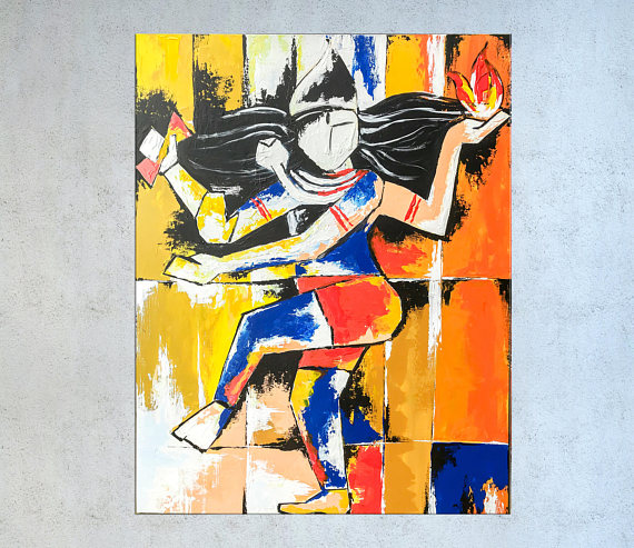 570x493 Nataraja Indian Decor Shiva Art Abstract Indian Art Asian - Nataraja Painting Modern Art