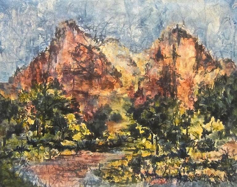770x610 Saatchi Art Along The Virgin River, Zion National Park Painting - National Park Painting