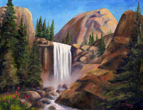 600x464 Vernal Falls - National Park Painting