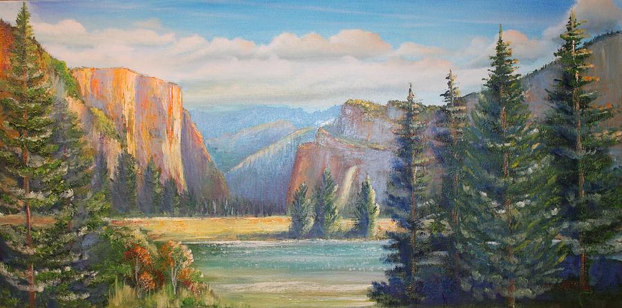 900x447 El Capitan Yosemite National Park Painting By Remegio Onia - National Park Painting