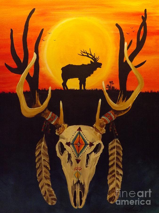 675x900 Native American Art Brother Elk 18x24 Acrylic On Canvas Southwest - Native American Art Painting