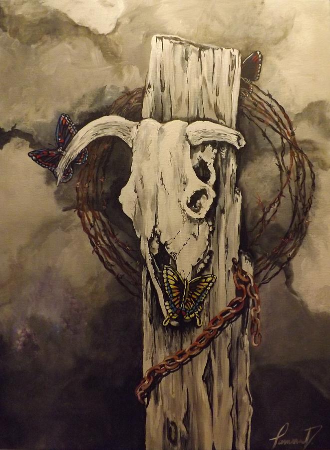 661x900 Native American Art Butterflies And Bones 18x24 Acrylic On Canvas - Native American Art Painting