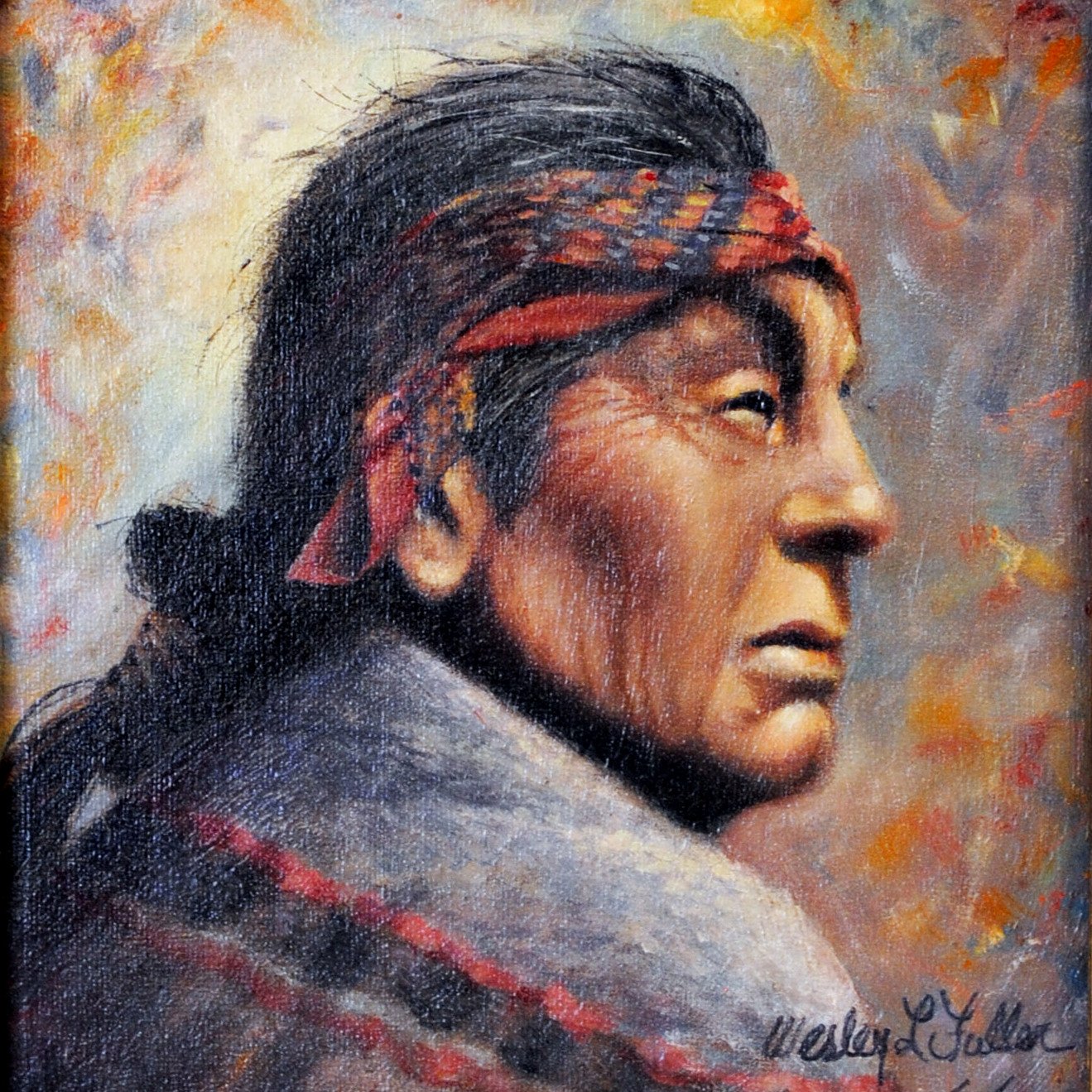 1319x1319 Native American Art Painting Portrait - Native American Art Painting