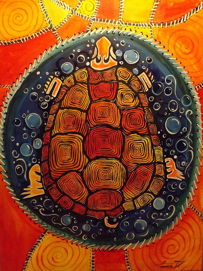674x900 Native American Art Turtle Island 18x24 Southwest Decor Native - Native American Art Painting