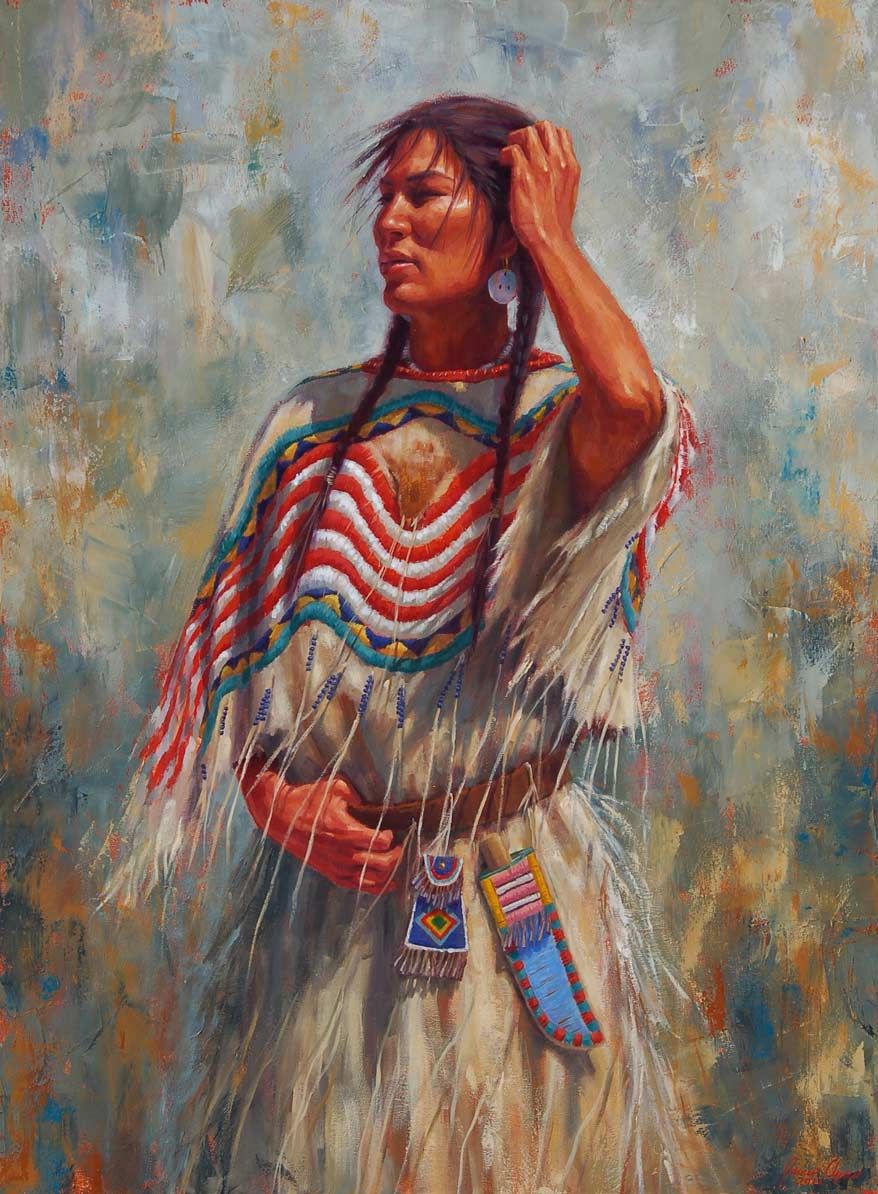 878x1194 Native American Women Art White Wolf James Ayers - Native American Art Painting