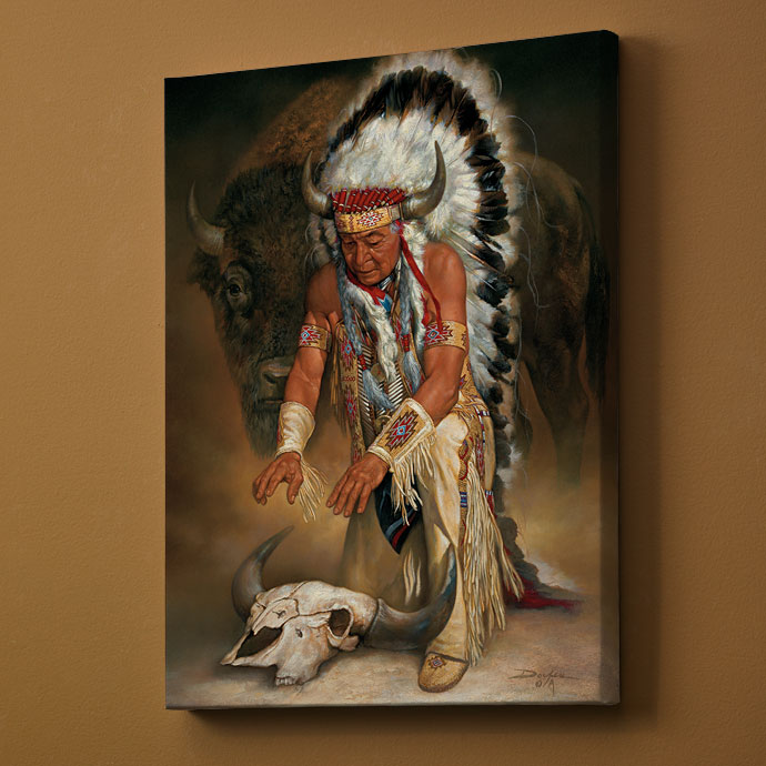 690x690 Native American Chief Wrapped Canvas Wild Wings - Native American Canvas Painting