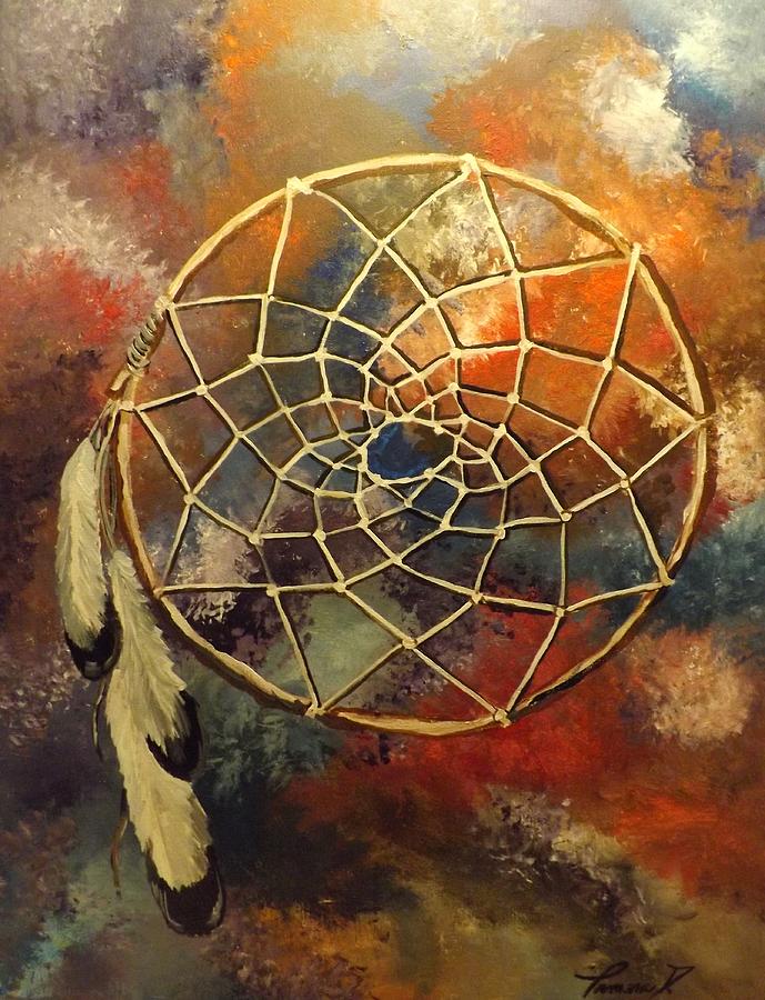 689x900 Native American Dreamcatcher Painting 18x24 Acrylic On Canvas - Native American Canvas Painting