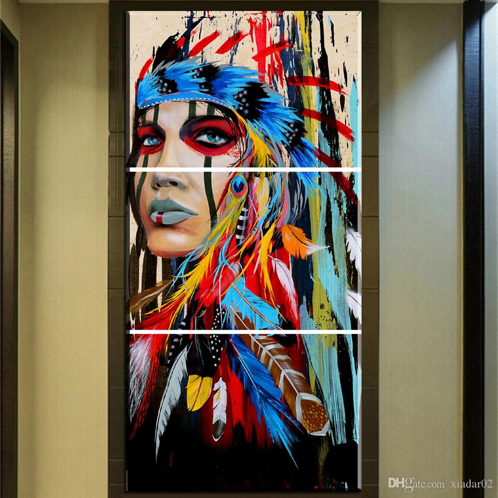 1000x1000 Zz678 Beauty Art Canvas Painting Native American Indian Girl - Native American Canvas Painting