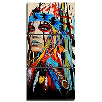 350x350 Native American Indian Canvas Wall Art Paintings Woman - Native American Canvas Painting
