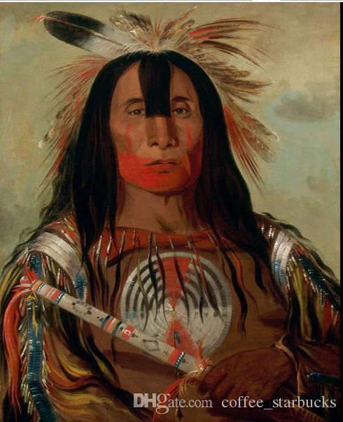 490x604 George Catlin 1832 - Native American Chief Painting