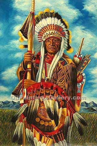 320x480 Native American Chief (Painting Id Ge 2100 Ka) - Native American Chief Painting