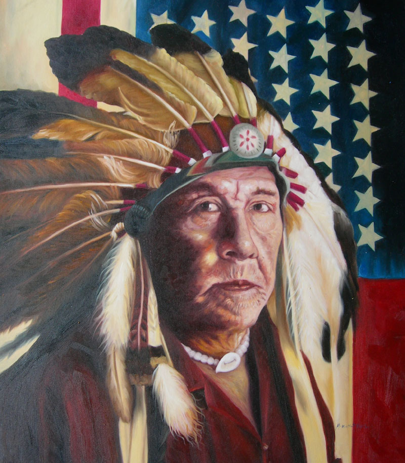 800x913 Oil Paintings Frames - Native American Chief Painting