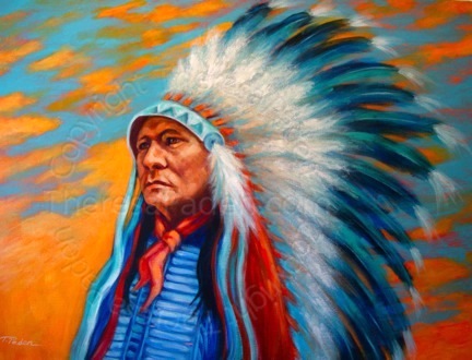 432x330 Daily Painters Of California Large Colorful Native American Chief - Native American Chief Painting