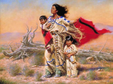 450x337 Native American Honors - Native American Family Painting