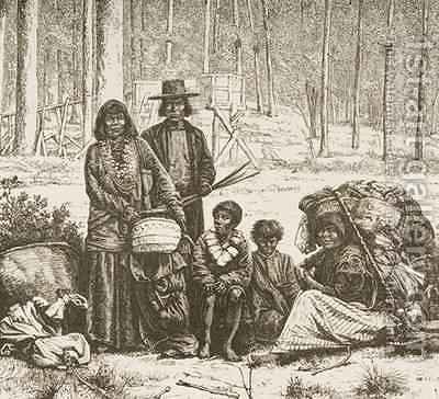 400x364 Native American Family Group West Of The Rocky Mountains 1880 - Native American Family Painting