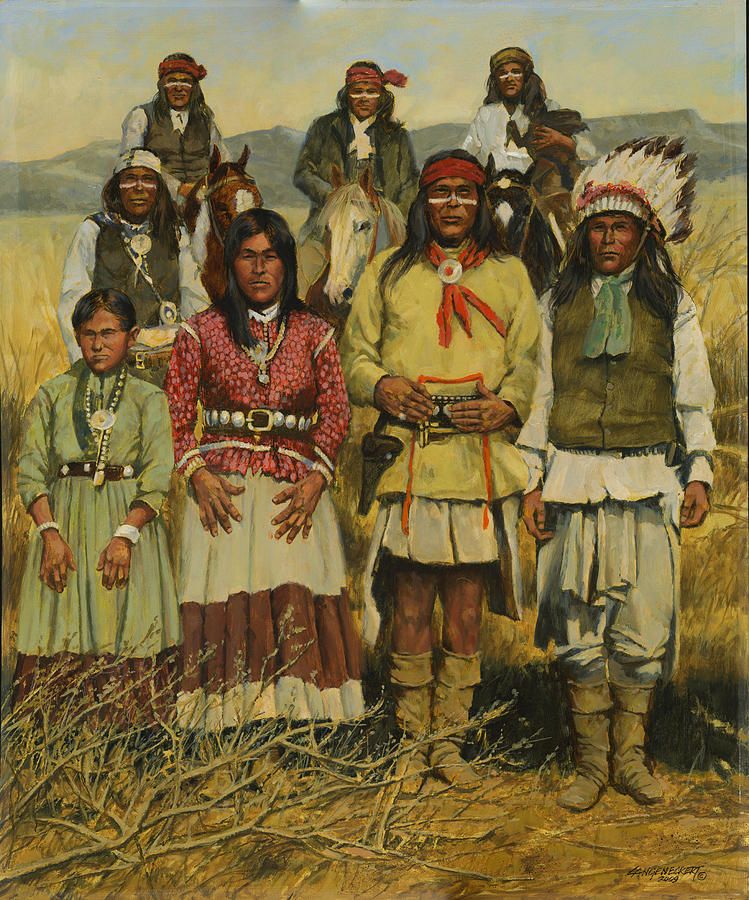 749x900 Native American Family Don Langeneckert Apaches - Native American Family Painting