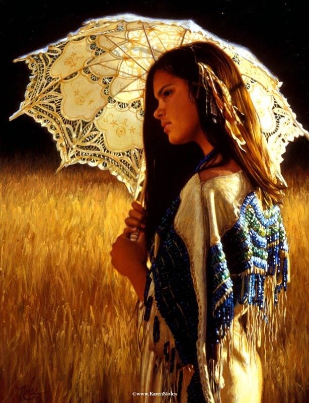 614x800 Karen Noles, 1947 ~ Native American Paintings Native American - Native American Girl Painting