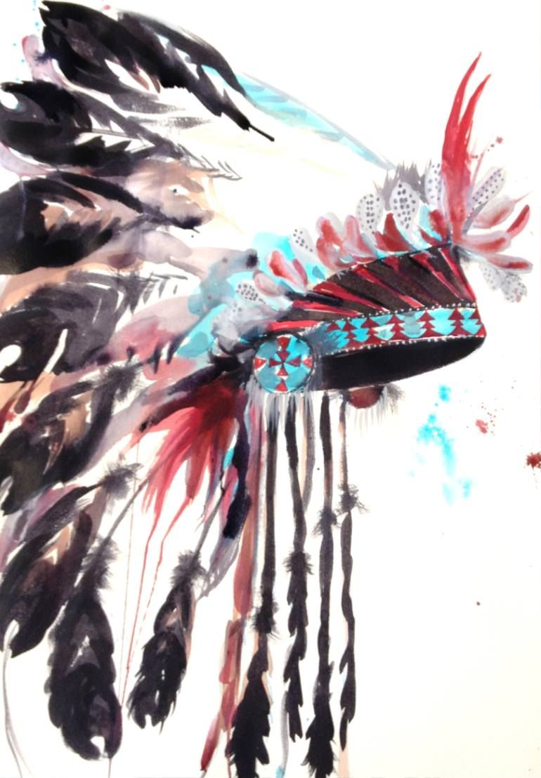 770x1108 Headdress - Native American Headdress Painting