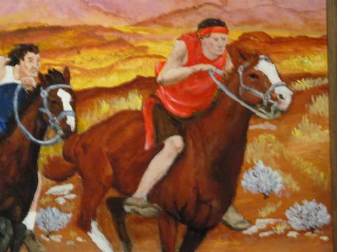 480x360 Horse Painting, Original Art Work, Native American Relay, Horse - Native American Horse Painting