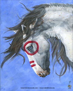 241x300 Native American Indian Pony Stallion War Horse Painting 8x10 Art - Native American Horse Painting