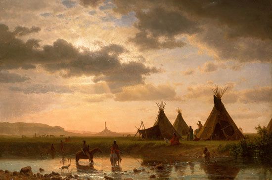 550x365 Lg Bierstadt 1964 026 2nd Grade Art - Native American Landscape Painting