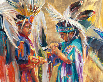 340x270 Mothers Love Oil Painting Canvas Print Native American Mother - Native American Oil Painting