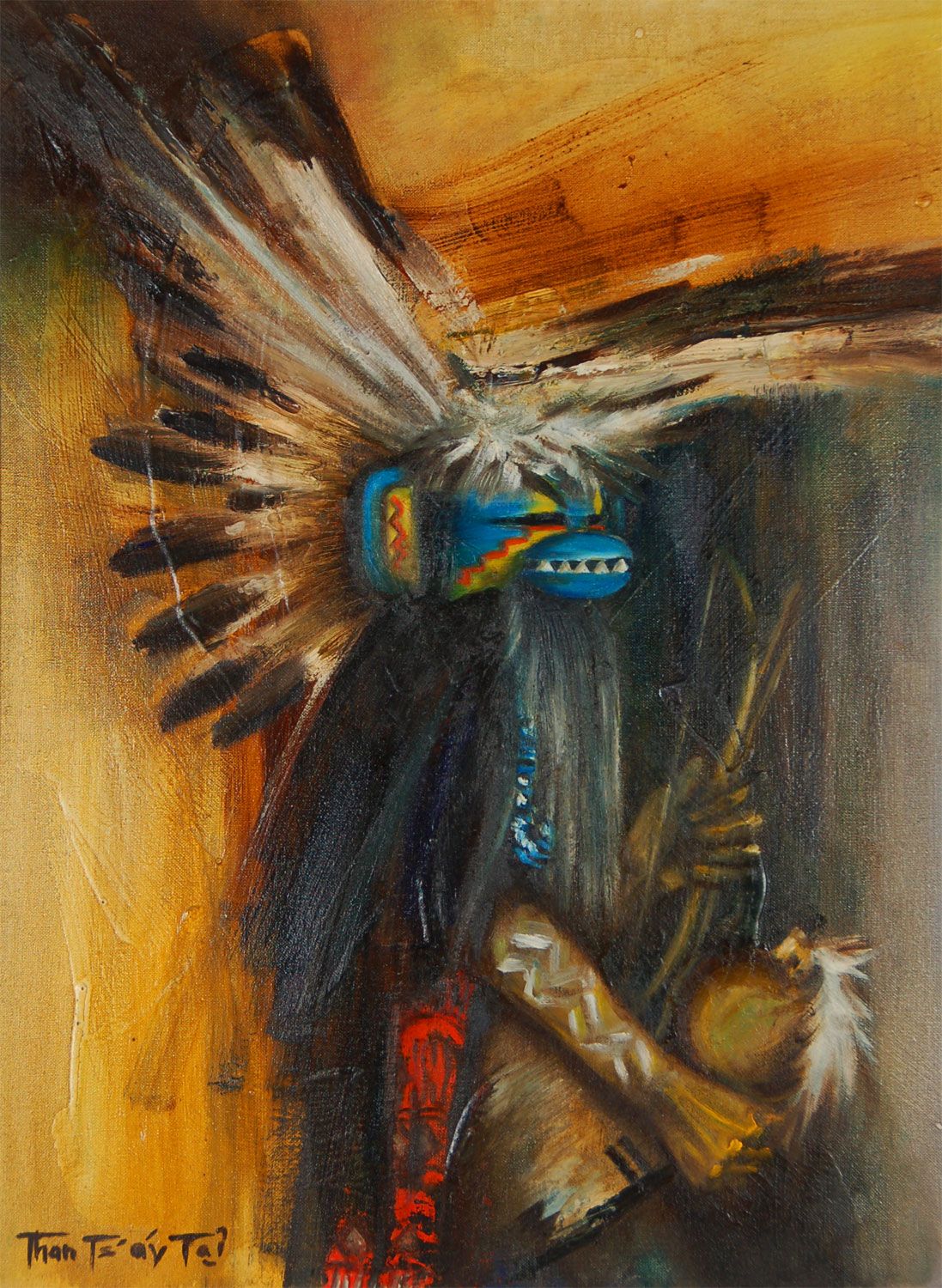 1097x1500 Tommy Edward Montoya (1952 2009) Than Tas Contemporary - Native American Oil Painting