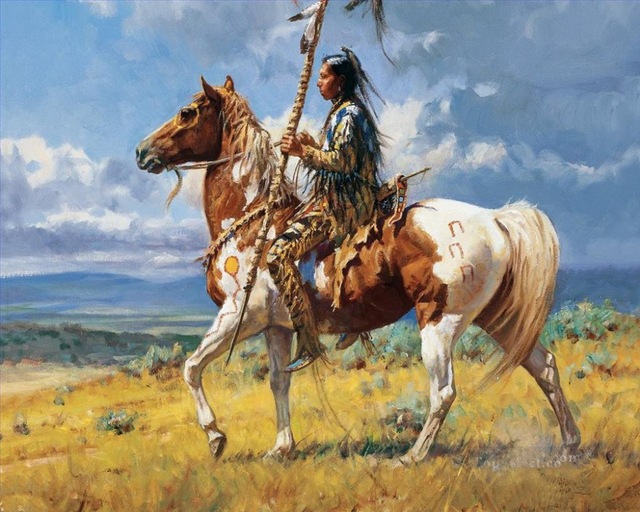 640x512 Wholesale Oil Painting Western Native American Indians - Native American Oil Painting