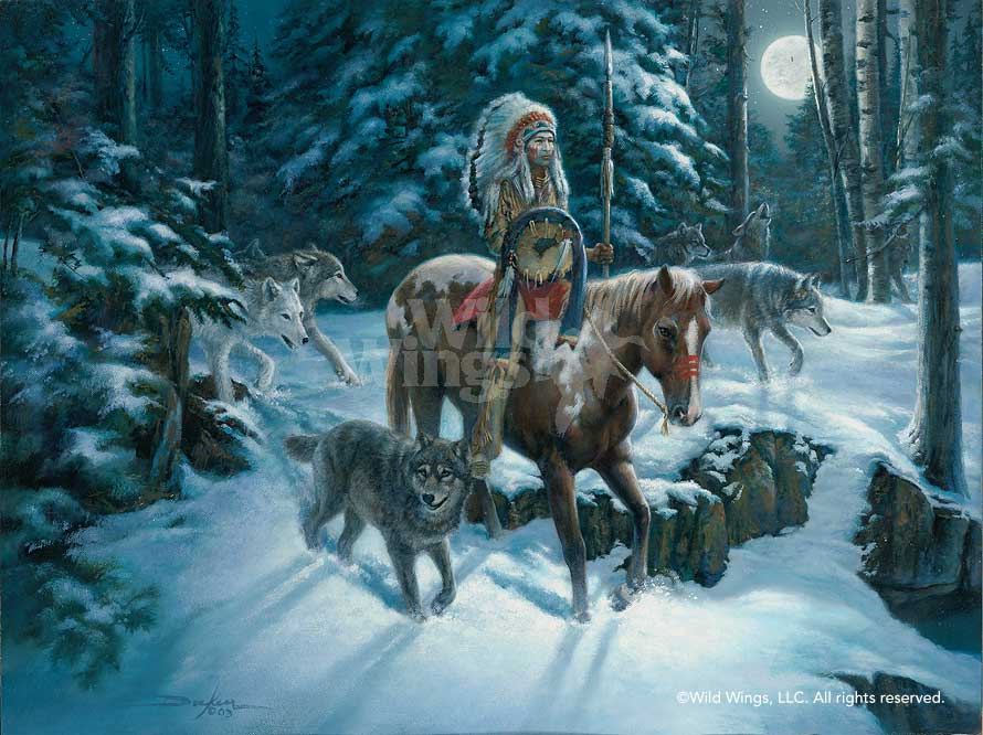 890x666 Moon Walk Native American Original Oil Painting Wild Wings - Native American Oil Painting
