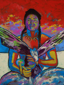 272x360 Native American Painting By The Late William Sitting Bull Stewart - Native American Painting