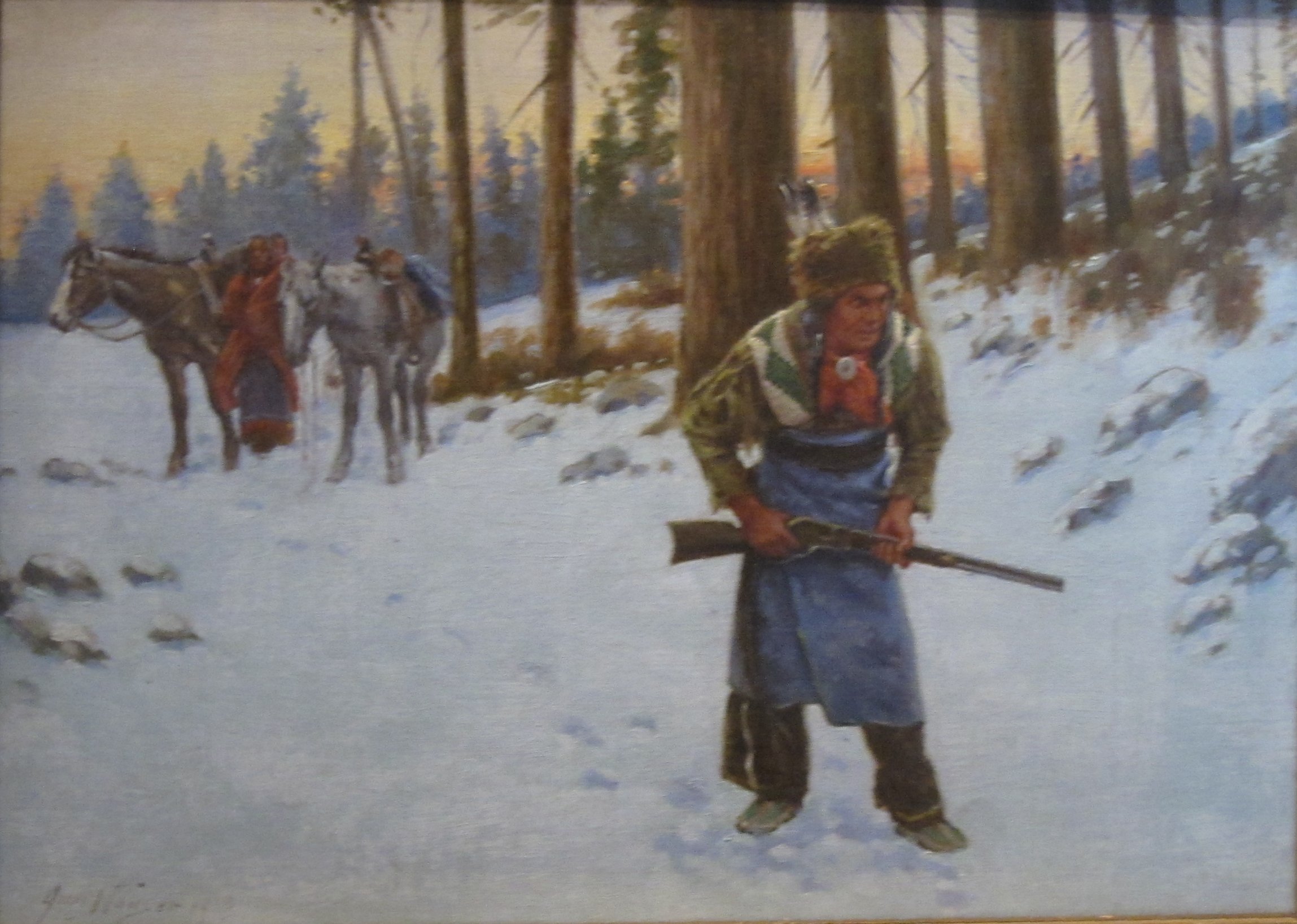 2297x1636 File'Plains Indians Hunting In Winter Landscape' By John Hauser - Native American Painting Styles