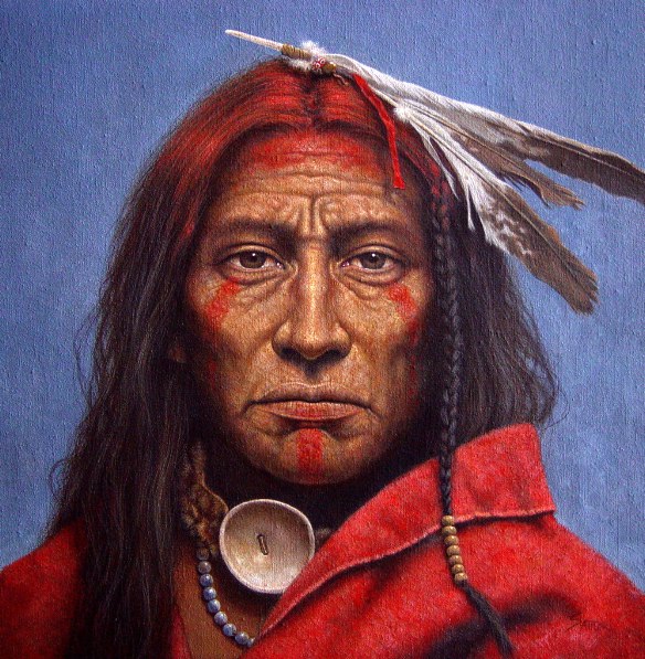 584x597 Native American Art Prints - Native American Portrait Painting