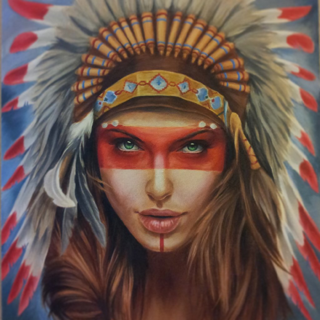 1024x1024 Native American By Sandmannder3 - Native American Portrait Painting