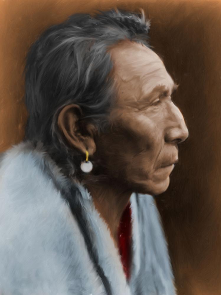 749x1000 Two Guns - Native American Portrait Painting