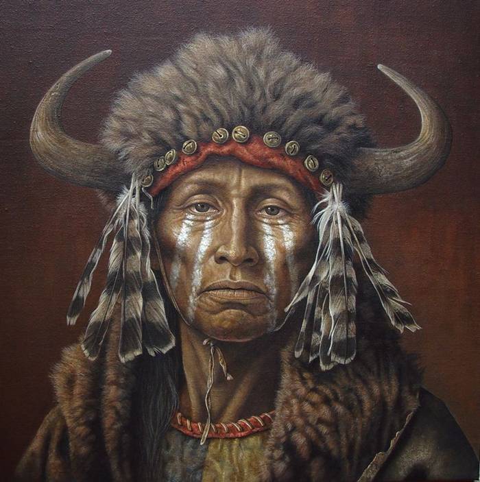 700x703 Artwork By Kirby Sattler - Native American Portrait Painting