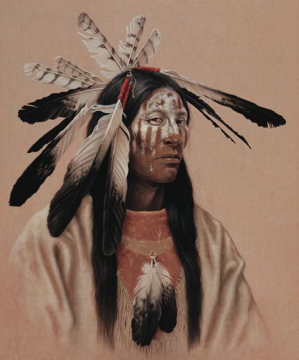 435x525 Fullimseesthroughfog.jpg By Kirby Satttler Native Brethren - Native American Portrait Painting